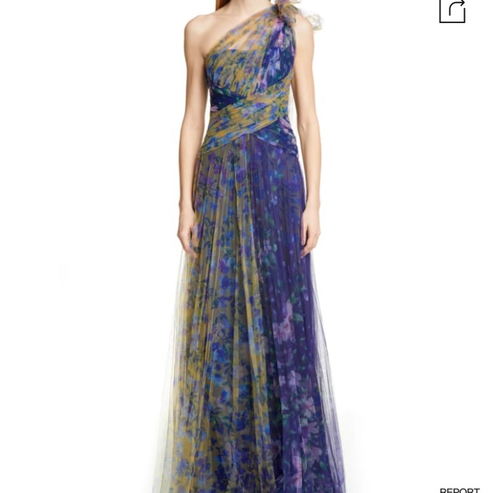 New w/Tags Marchesa One Shoulder Tulle Gown